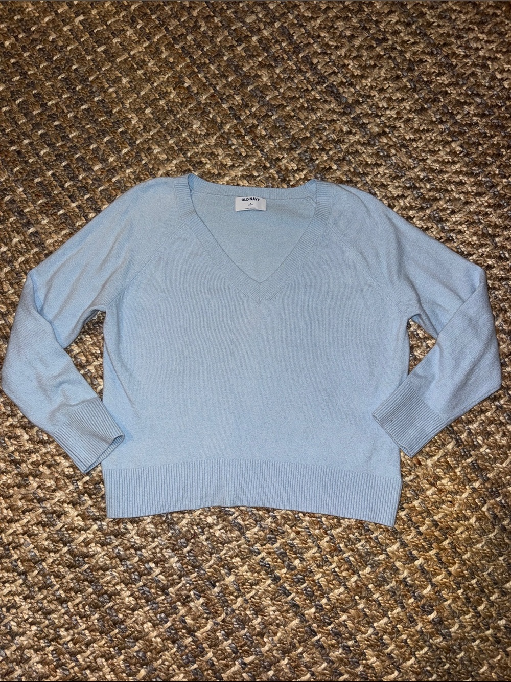 Old Navy Pale Blue V-Neck Knit Sweater